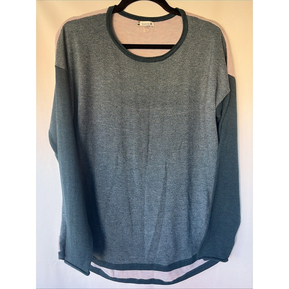 Smartwool Shadow Pine Colorblock Crew Sweater Womens L Nature Hike Layer